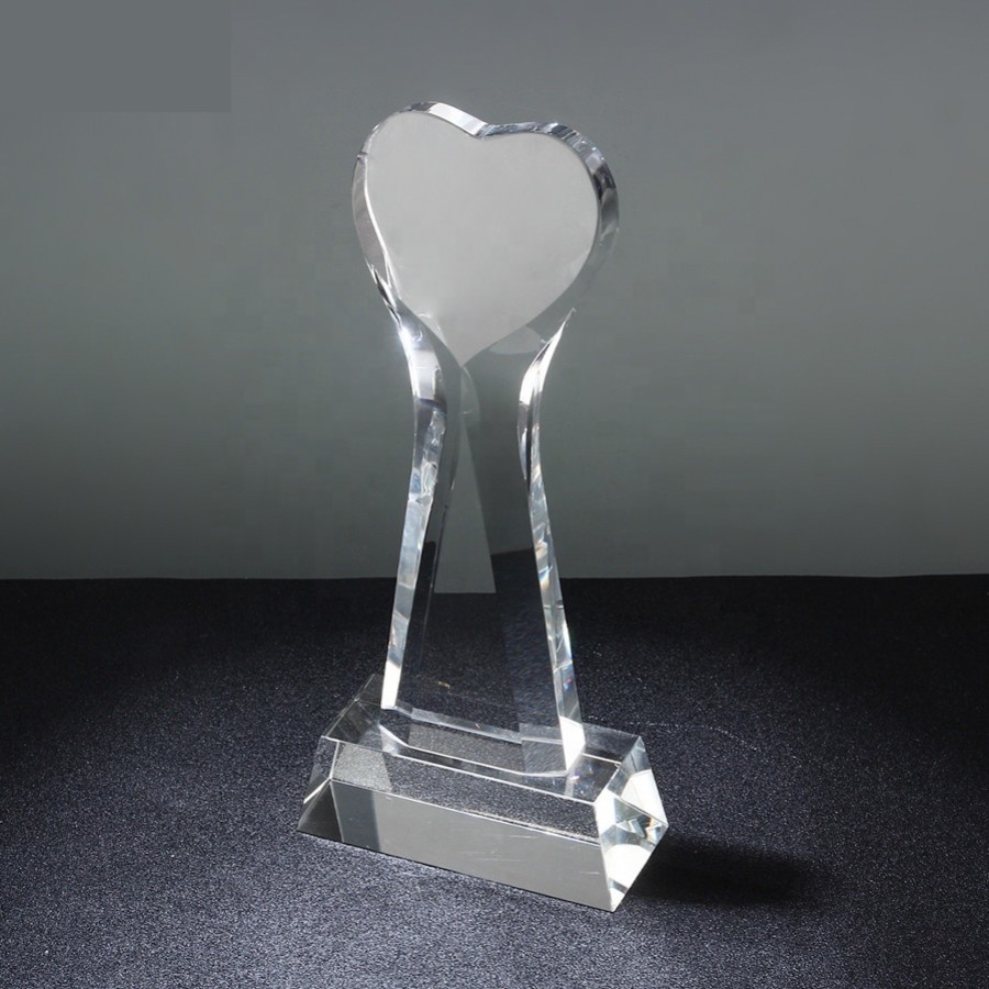 Crystal awards trophies corporate sports golf tennis football cheap personalised custom quality heart