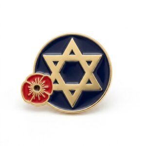 Jewish Star of David Poppy Lapel Pin Badge