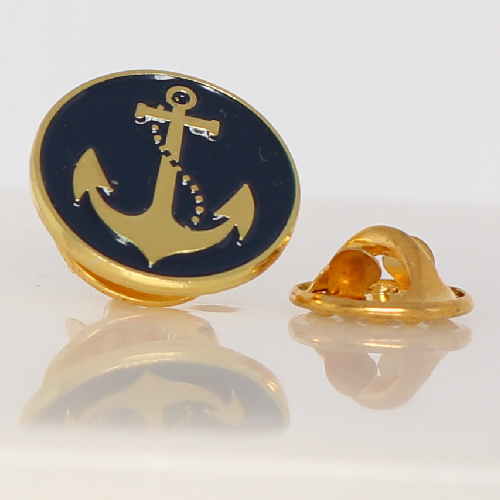 Anchor Sailing Lapel Pin Badge Tie Pin Navy Blue Round