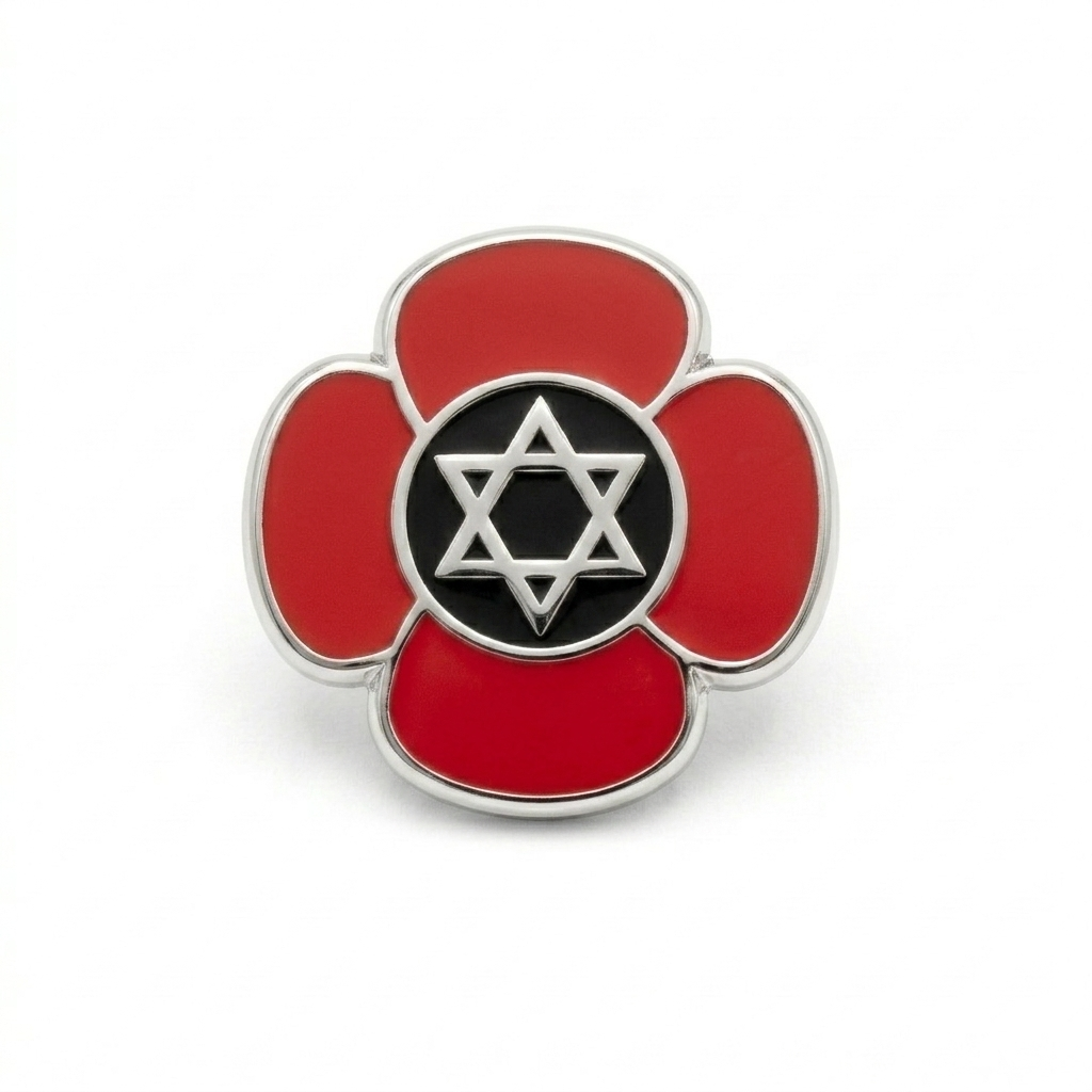 Jewish Star of David Poppy Remembrance Badge